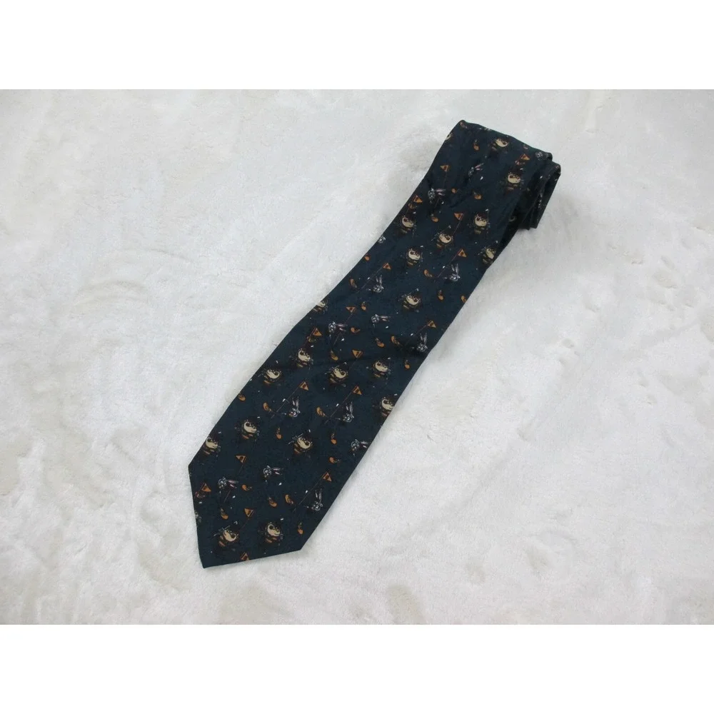 VINTAGE Looney Tunes Neck Tie Mens Blue Bugs Bunny Taz‎ Golf Golfing Casual